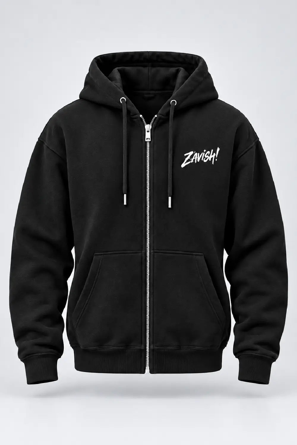 Zavish Black Zipper Hoodie