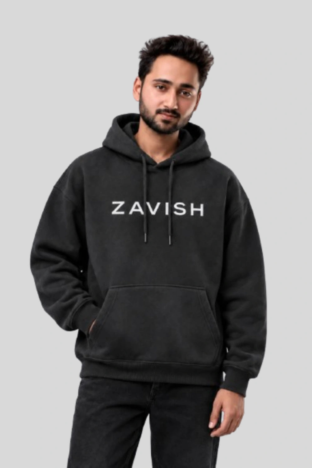 Zavish Logo Black Oversized Hoodie